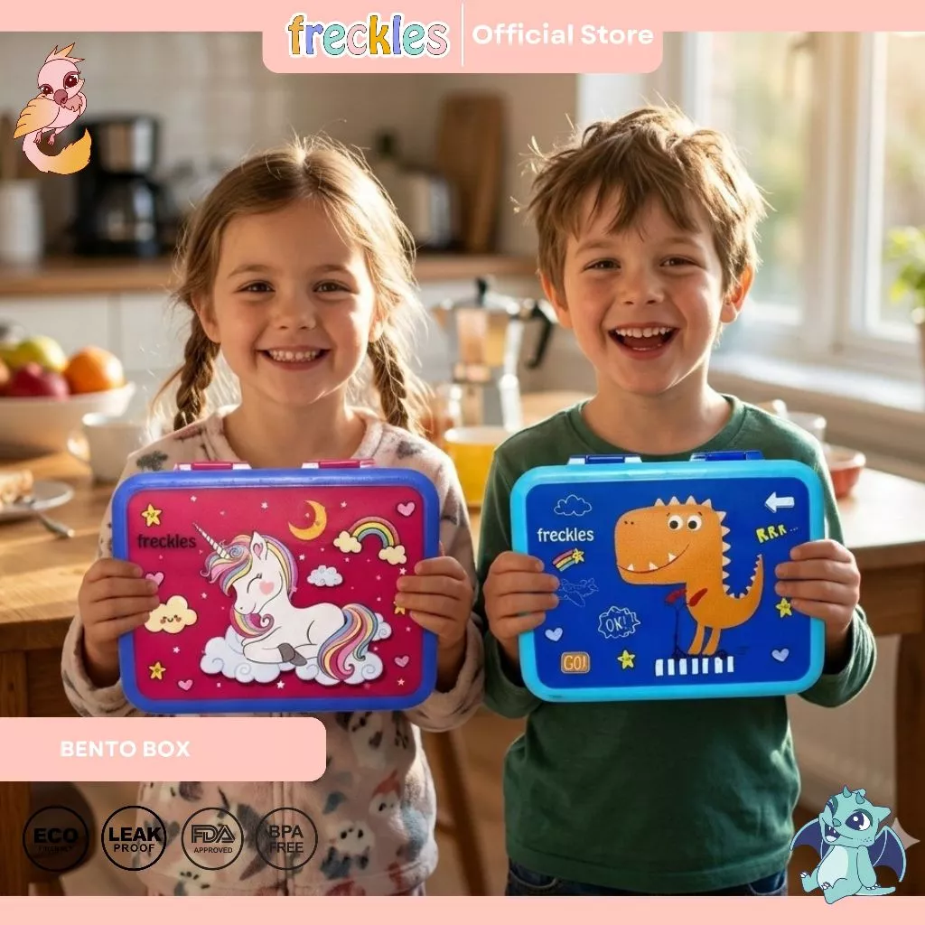 FRECKLES Bento Box Anak Anti Tumpah BPA Free - Lunchbox Tempat Makan Anak Sekolah / Kotak Bekal Makan