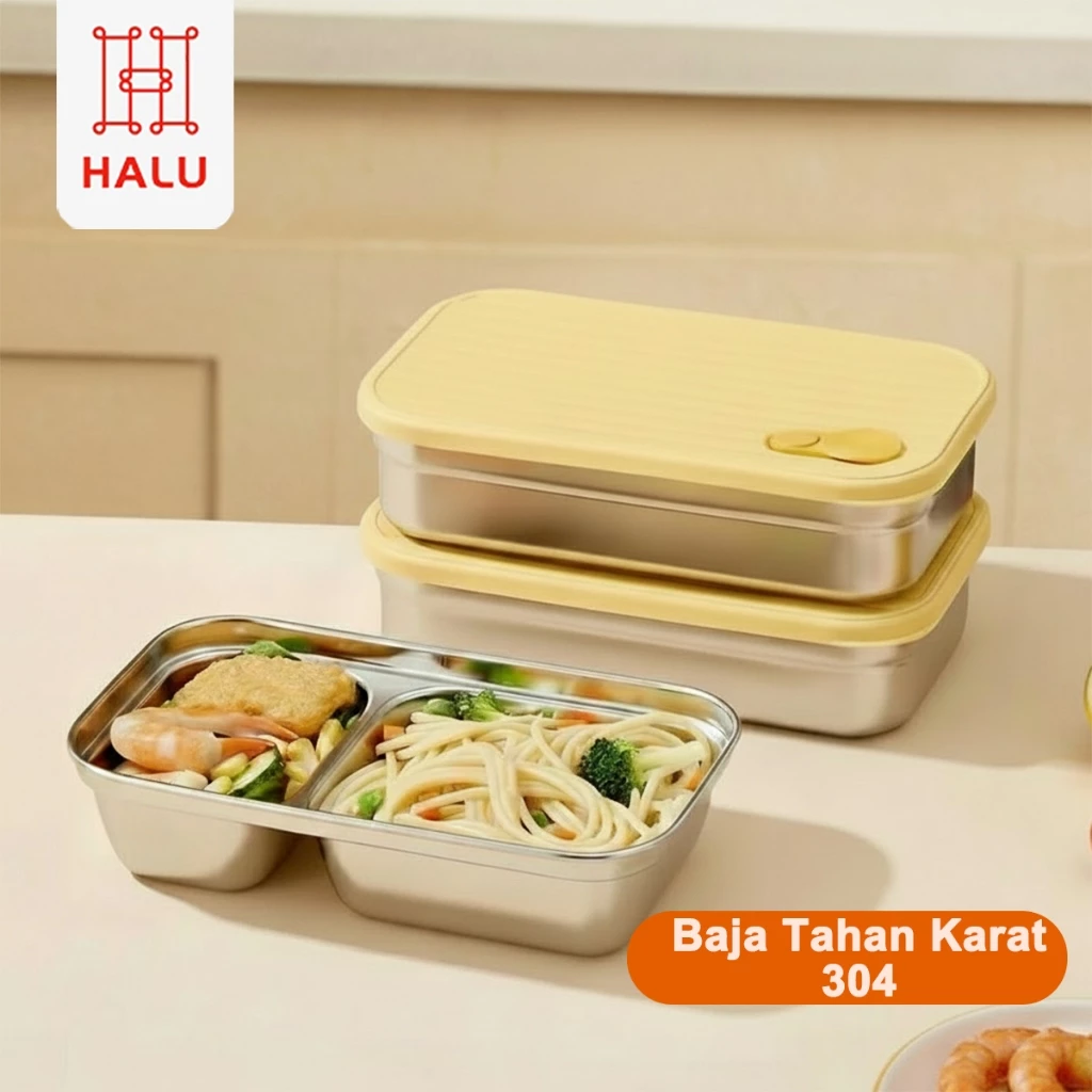 Halu Lunch Box Stainless Steel Anti Tumpah Mewah