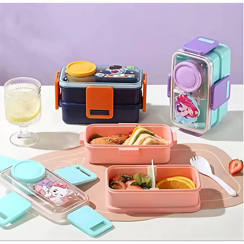 Lunch Box Anak Karakter Lucu Anti Tumpah 530ml