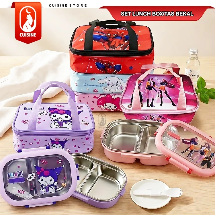 Lunch Box Set Anak Karakter Lucu Anti Panas