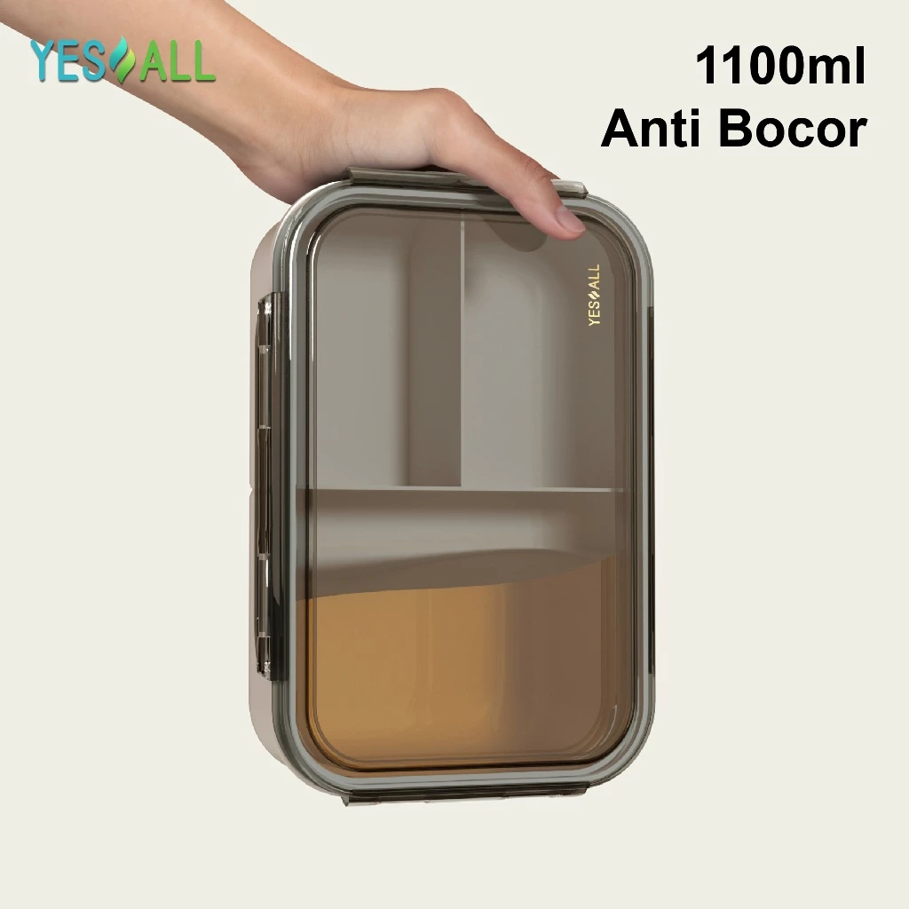 YESALL Lunch Box 1100ml Anti Tumpah 3 Sekat