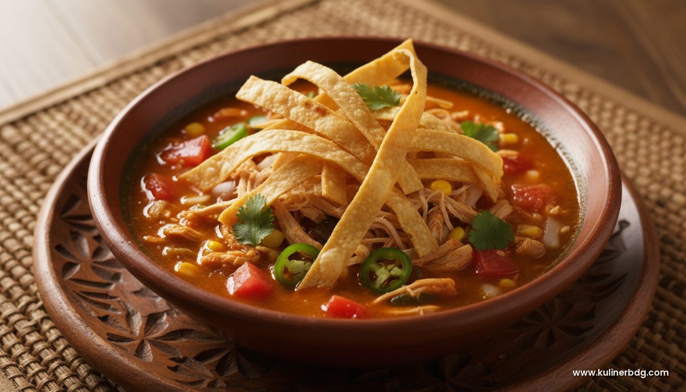 Tortilla Soup Meksiko - Sup Tomat Ayam Renyah