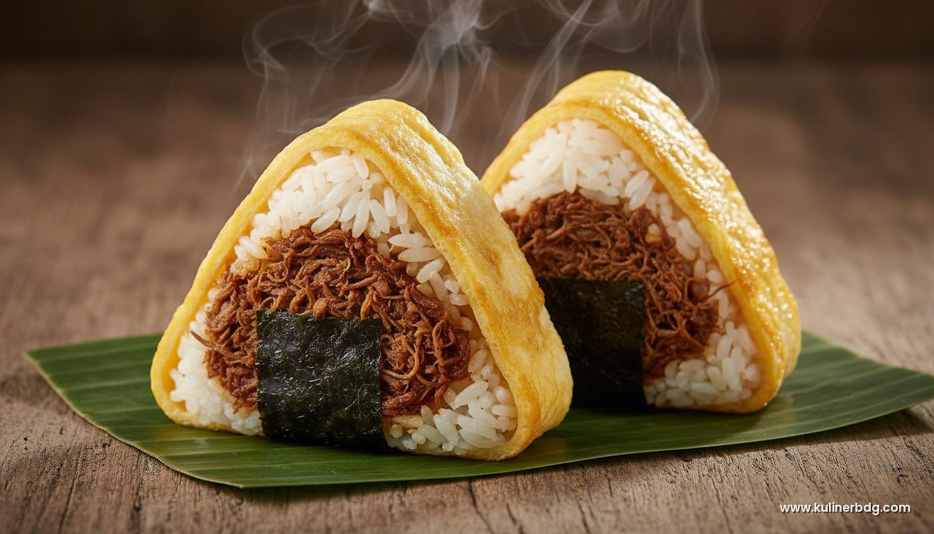 Onigiri Isi Abon Sapi & Telur, Bekal Sekolah Praktis