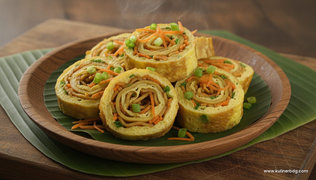 Mie Gulung Telur Panggang, Bekal Sekolah Warna-Warni