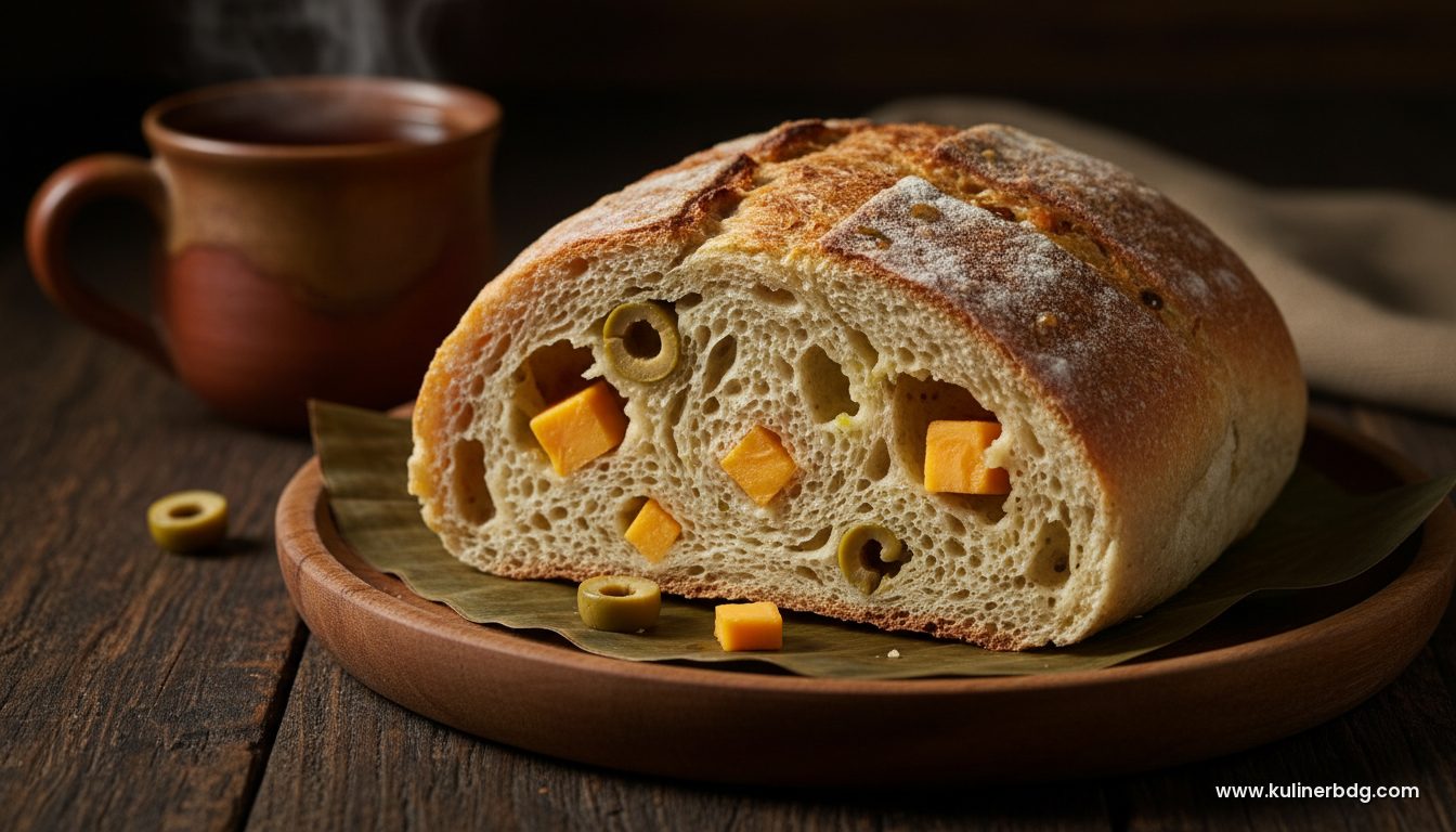 Roti Sourdough Isi Keju & Zaitun ala Mediterania