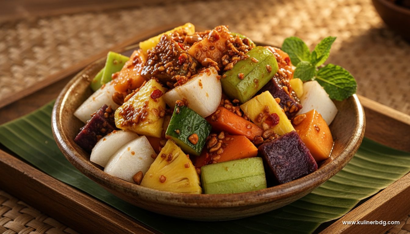 Rujak Buah Bumbu Kacang Pedas Manis Khas Bandung
