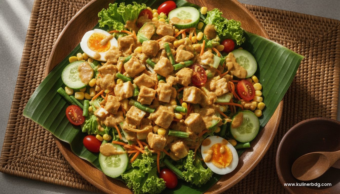 Salad Sayur Segar Saus Kacang Mede, Renyah & Bergizi