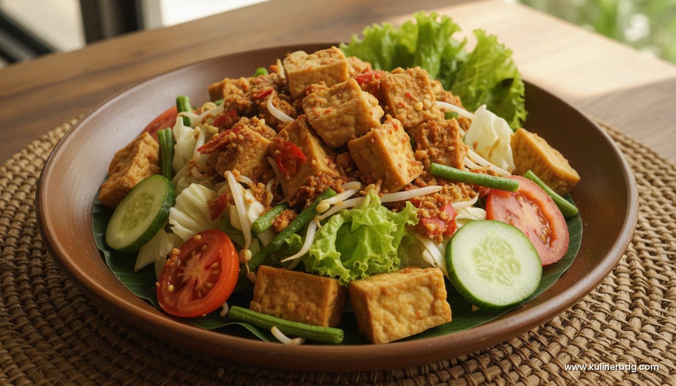 Salad Tahu Tempe Bumbu Rujak, Segar Pedas Manis Khas Sunda