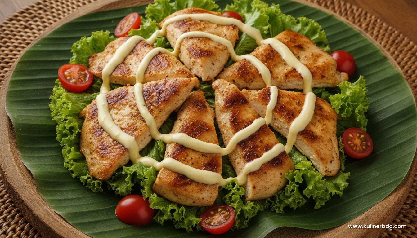 Salad Ayam Panggang Saus Yogurt Madu Lemon