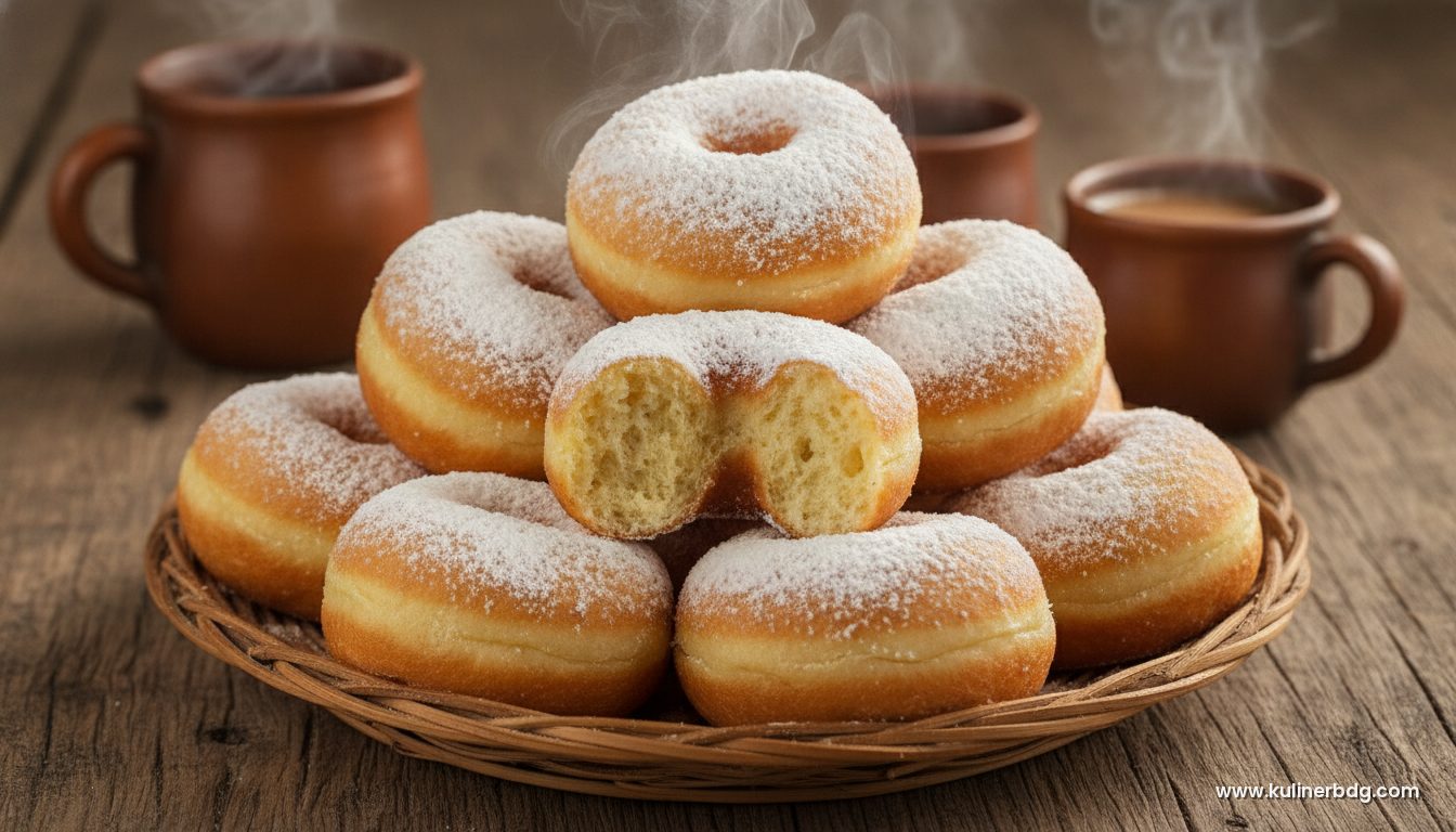 Donat Empuk Lembut Kentang, Gula Halus Sederhana