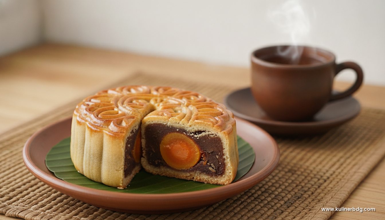 Mooncake Tradisional Isi Pasta Kacang Merah & Kuning Telur Asin