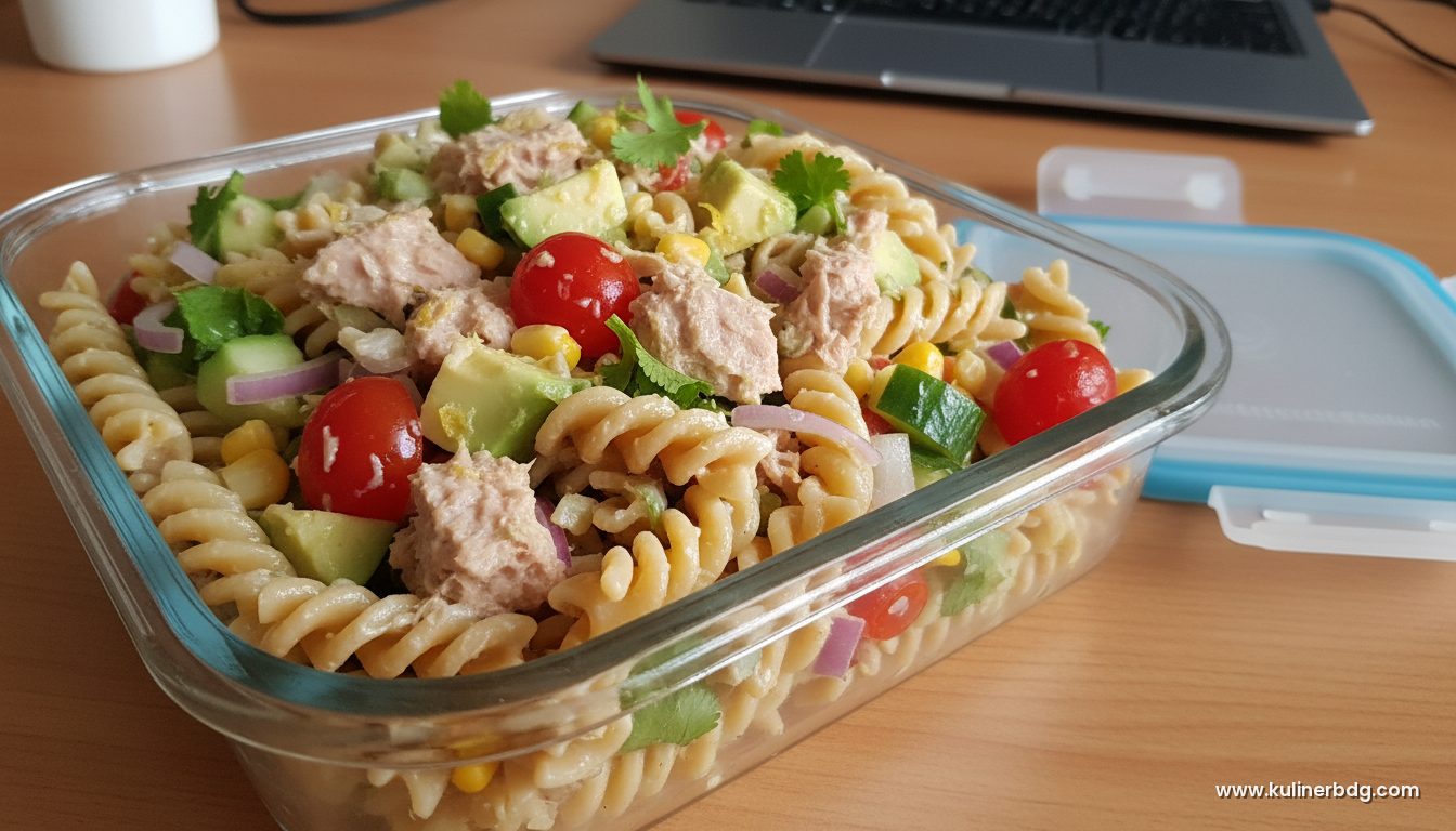 Bekal Salad Pasta Tuna Alpukat Segar untuk Kerja