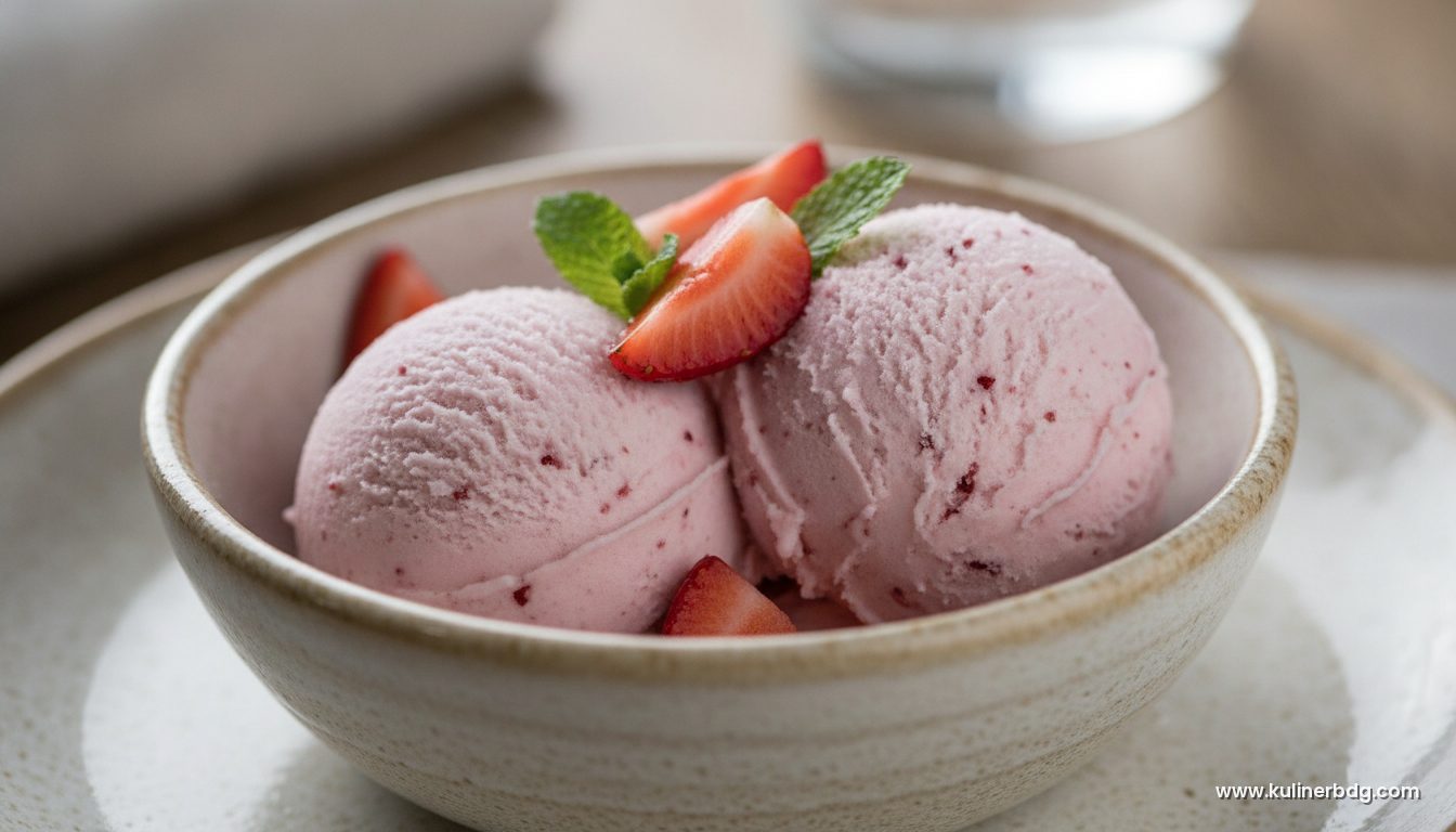 Gelato Stroberi Segar, Lembut Manis Asam Alami