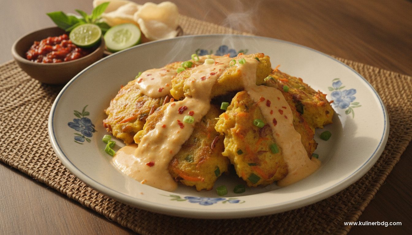 Perkedel Ubi Cilembu Panggang Saus Keju Pedas