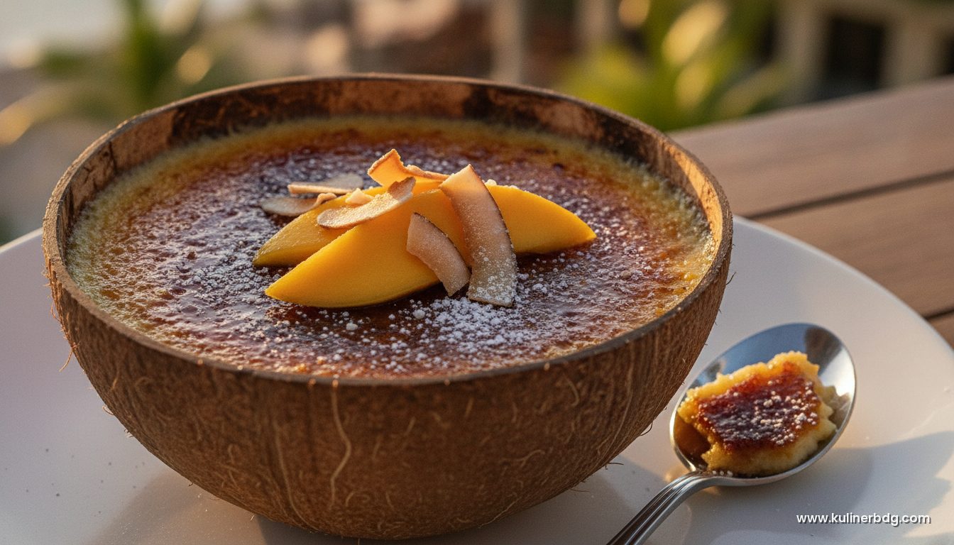 Coconut Crème Brûlée, Puding Karamel Lembut Aroma Kelapa
